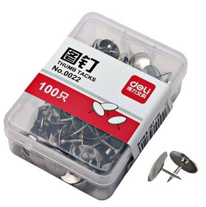 Ghim mũ inox (Deli 0022- hộp/100 kim) – ảnh mô tả 1