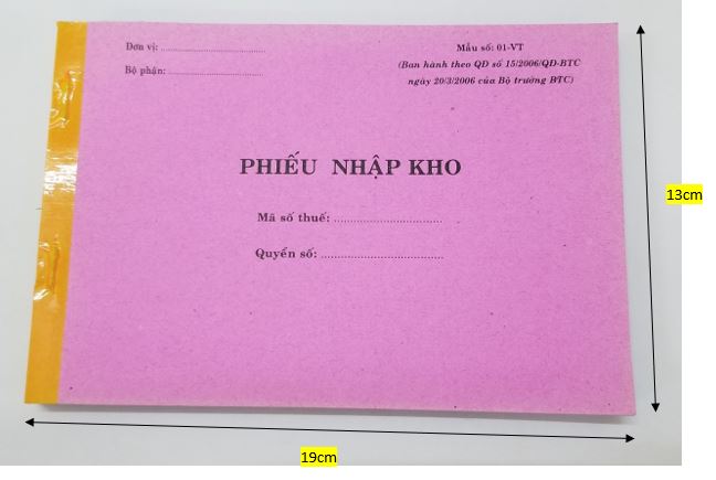 Phiếu nhập kho 3 liên (13*19 50 bộ) – ảnh mô tả 1