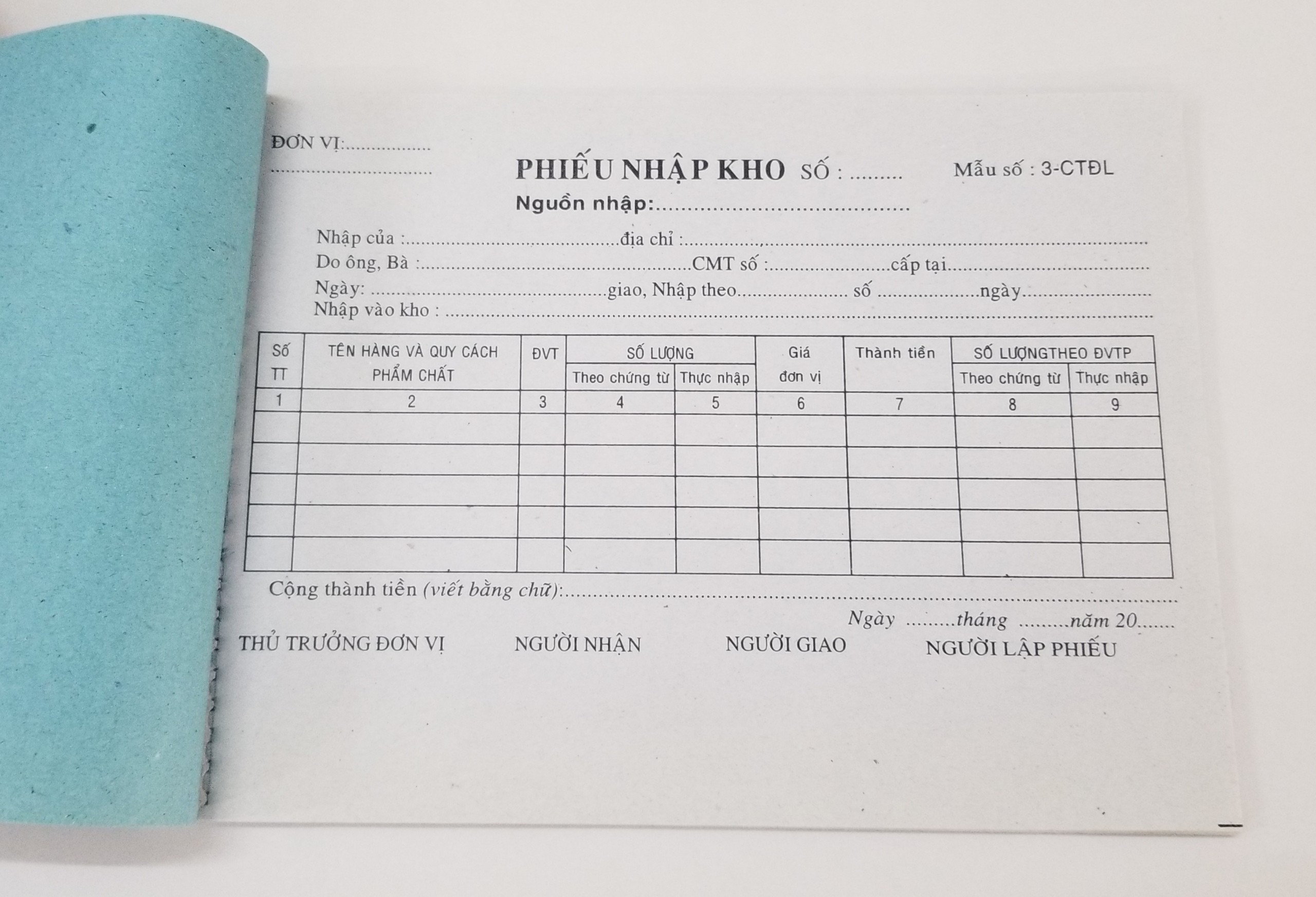 Phiếu nhập 1 liên (13*19 giấy tái sinh) – ảnh mô tả 2