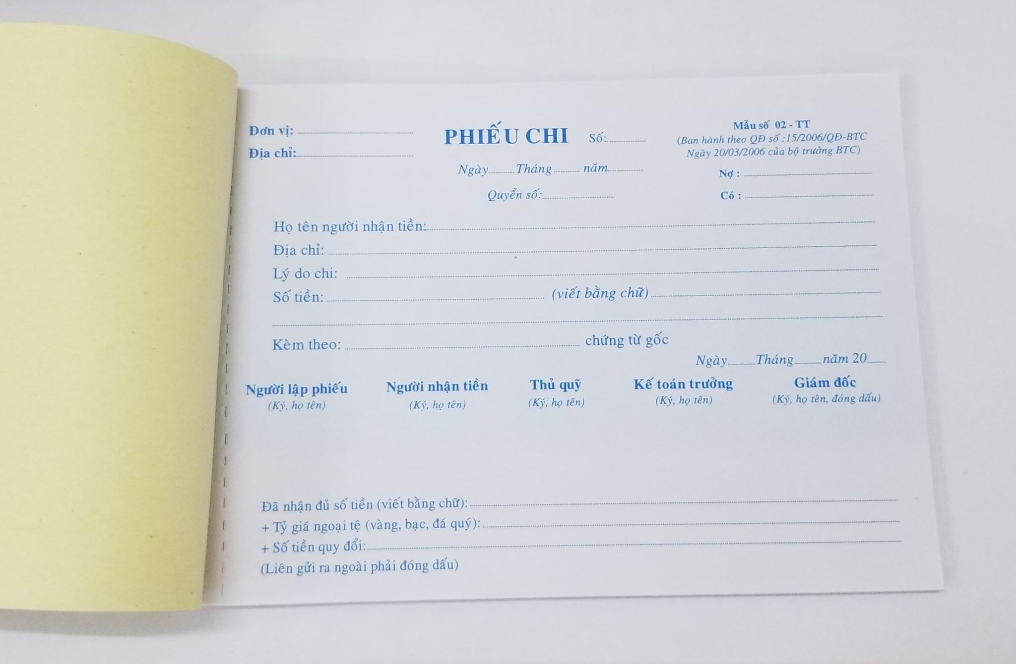Phiếu chi (1 liên giấy fort) – ảnh mô tả 2
