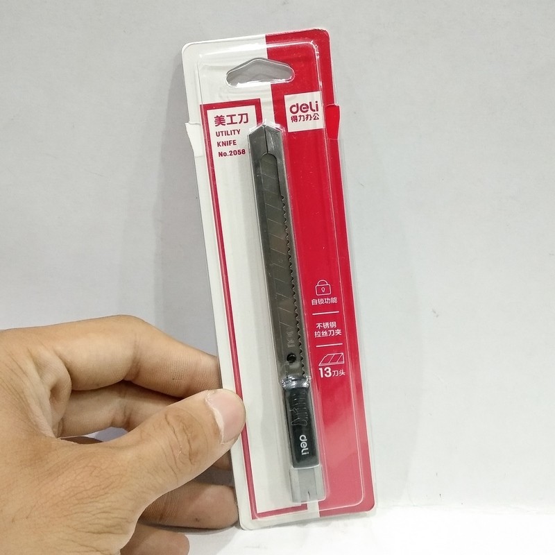 Dao rọc giấy nhỏ inox Deli 2058 – ảnh mô tả 3
