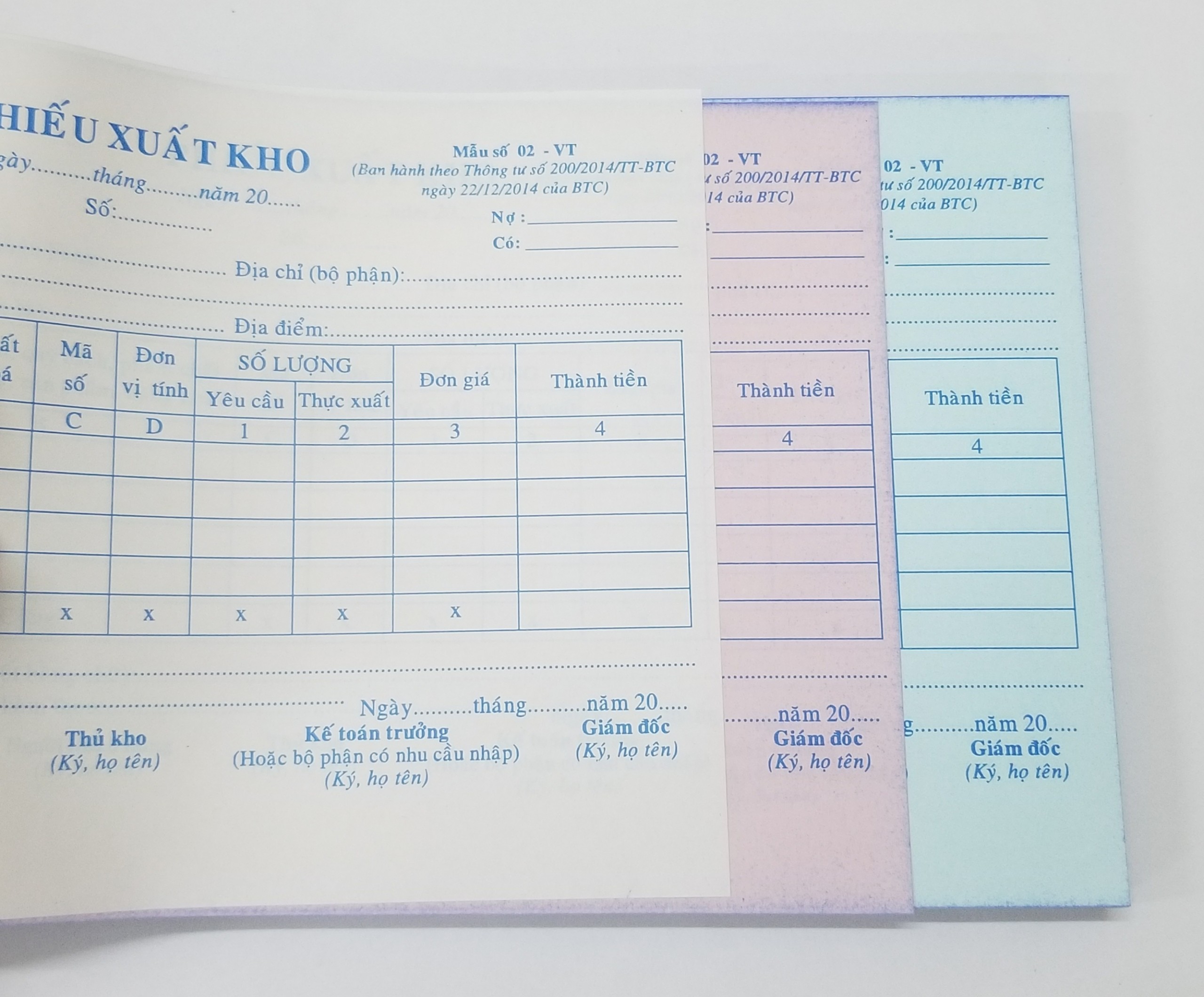 Phiếu xuất kho 3 liên (13x19 50 bộ) – ảnh mô tả 3