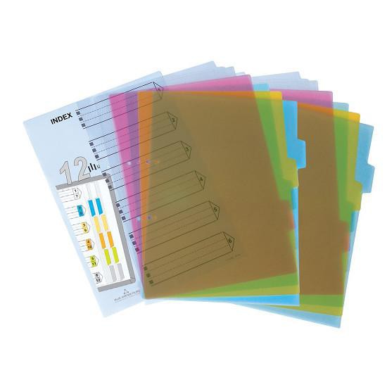 Bìa nhựa ngăn hồ sơ 12 tờ Plus (bìa phân trang 12 màu Plus)