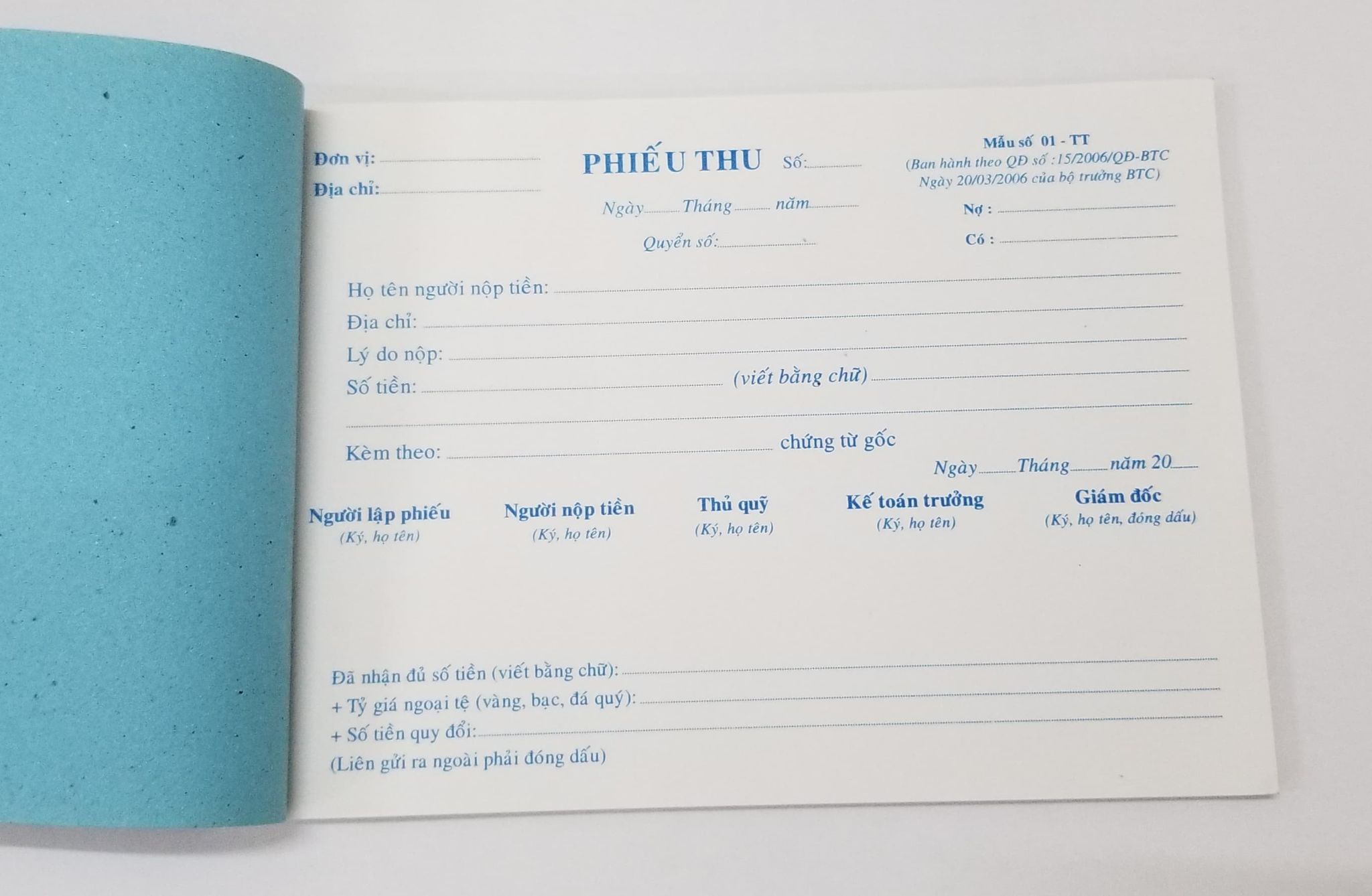 Phiếu thu 1 liên giấy fort – ảnh mô tả 2