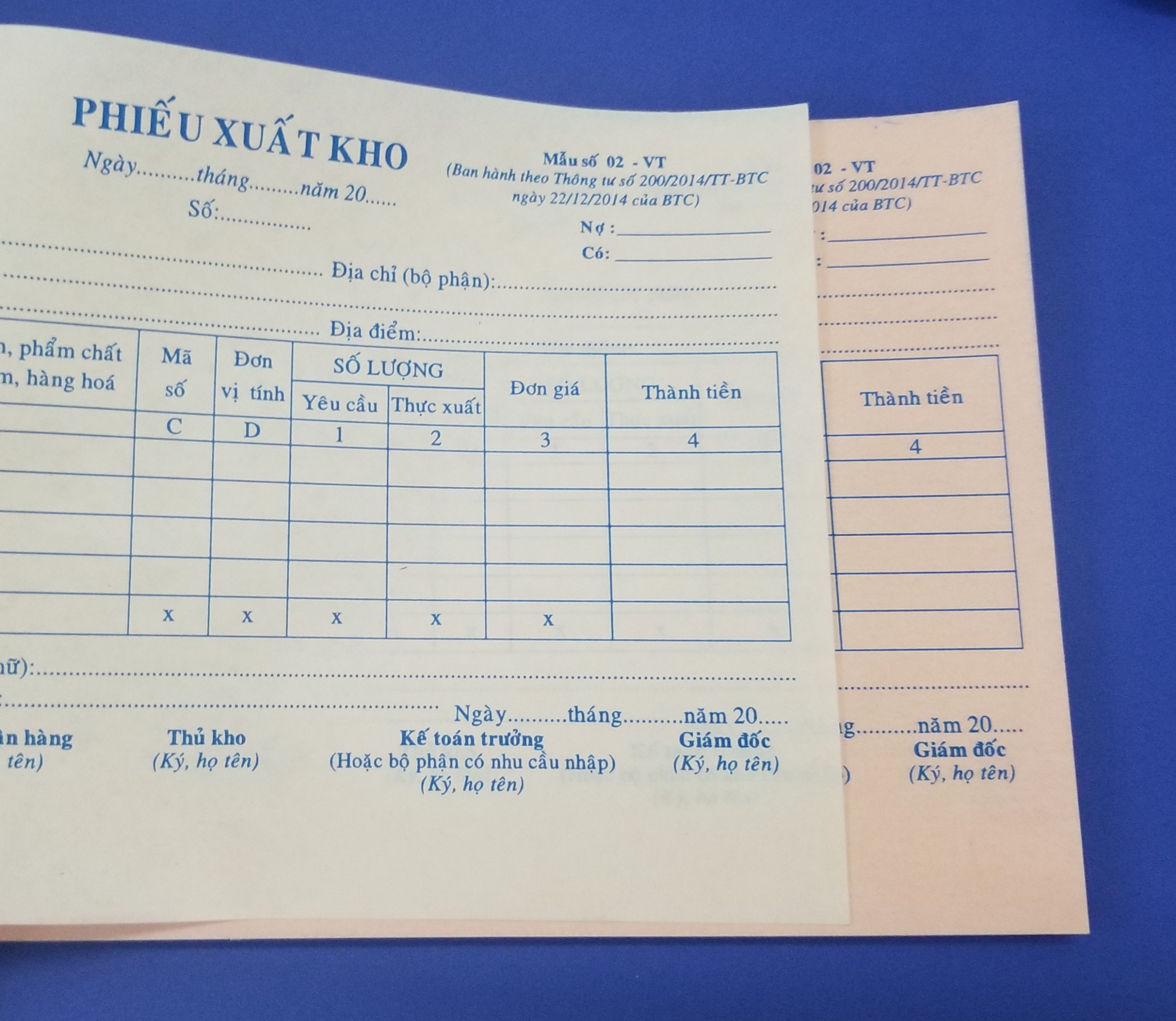 Phiếu xuất kho 2 liên (13x19 50 bộ) – ảnh mô tả 3