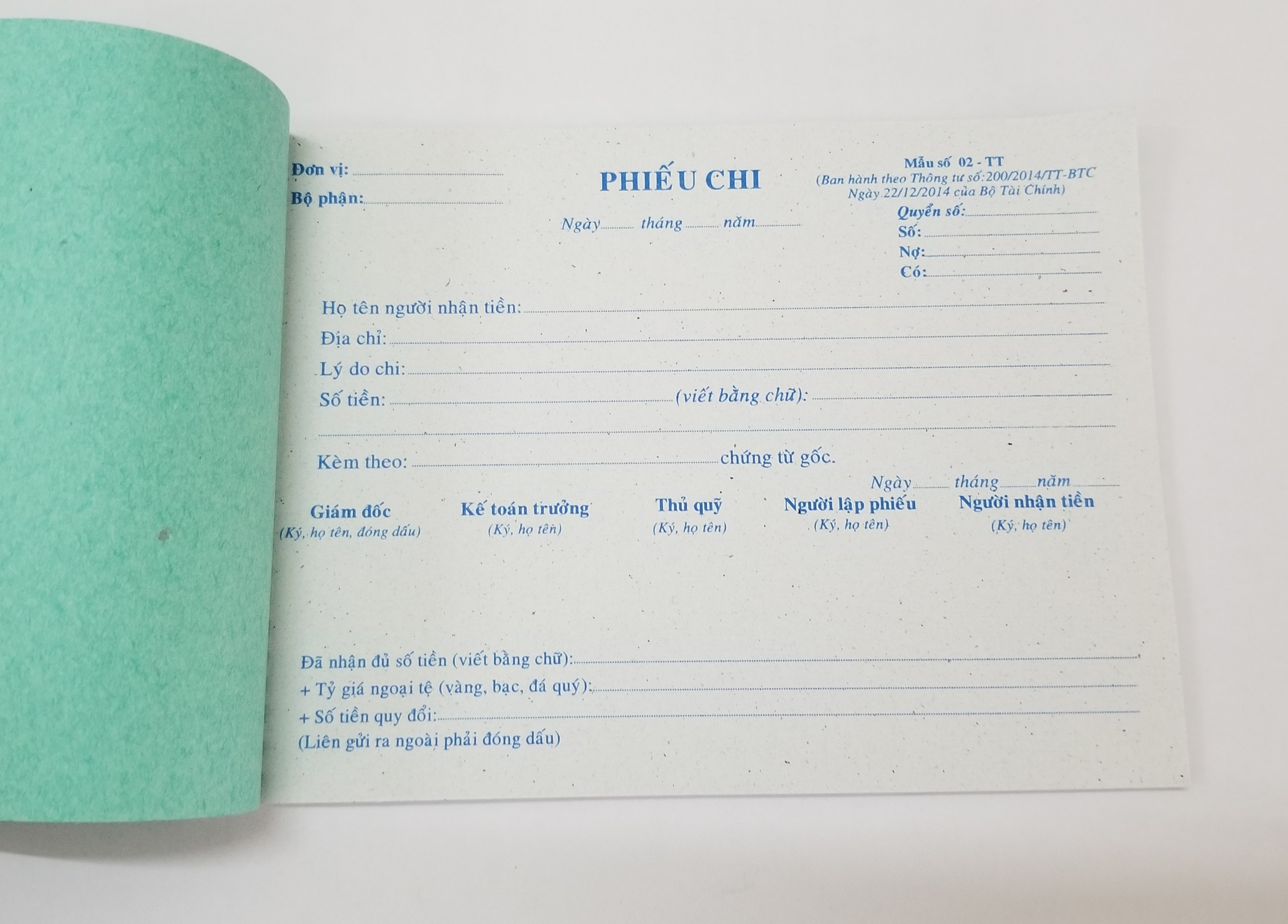 Phiếu chi 1 liên (13*19 - giấy tái sinh) – ảnh mô tả 2