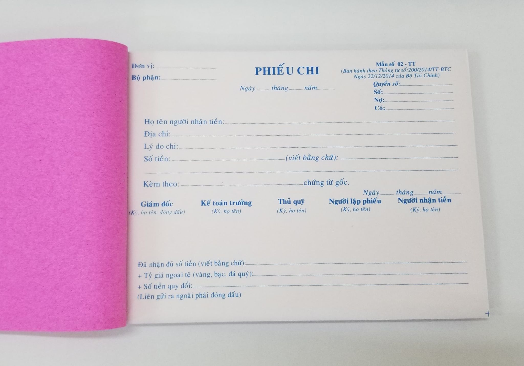 Phiếu chi 2 liên (13x19 50 bộ) – ảnh mô tả 2