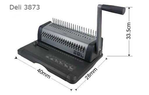 Máy đóng gáy xoắn lò xo Deli 3873 (lỗ chữ nhật) – ảnh mô tả 2