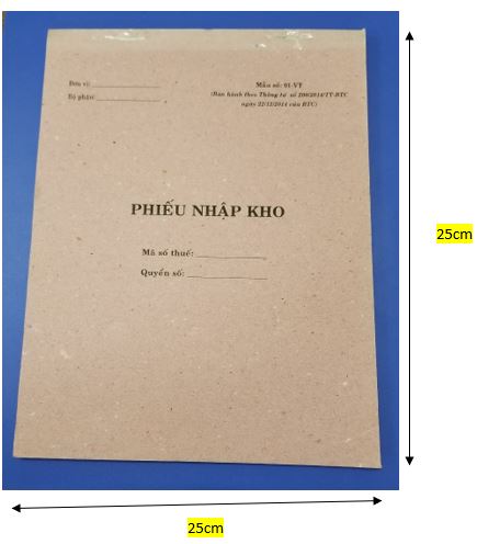 Phiếu nhập kho 1 liên (20x25 giấy tái sinh) 74 tờ – ảnh mô tả 1