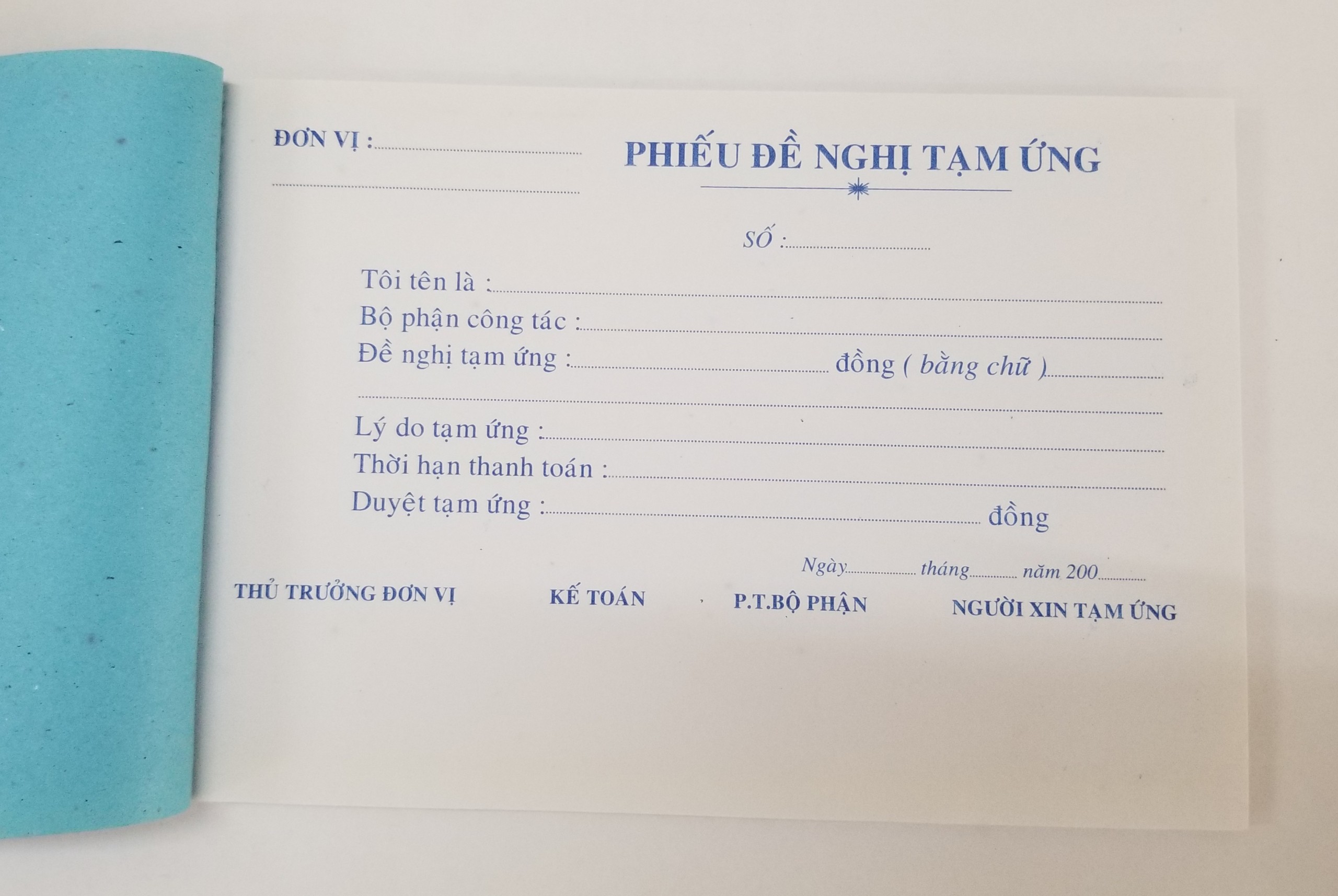 Phiếu đề nghị tạm ứng 13*19 (giấy fort) – ảnh mô tả 2
