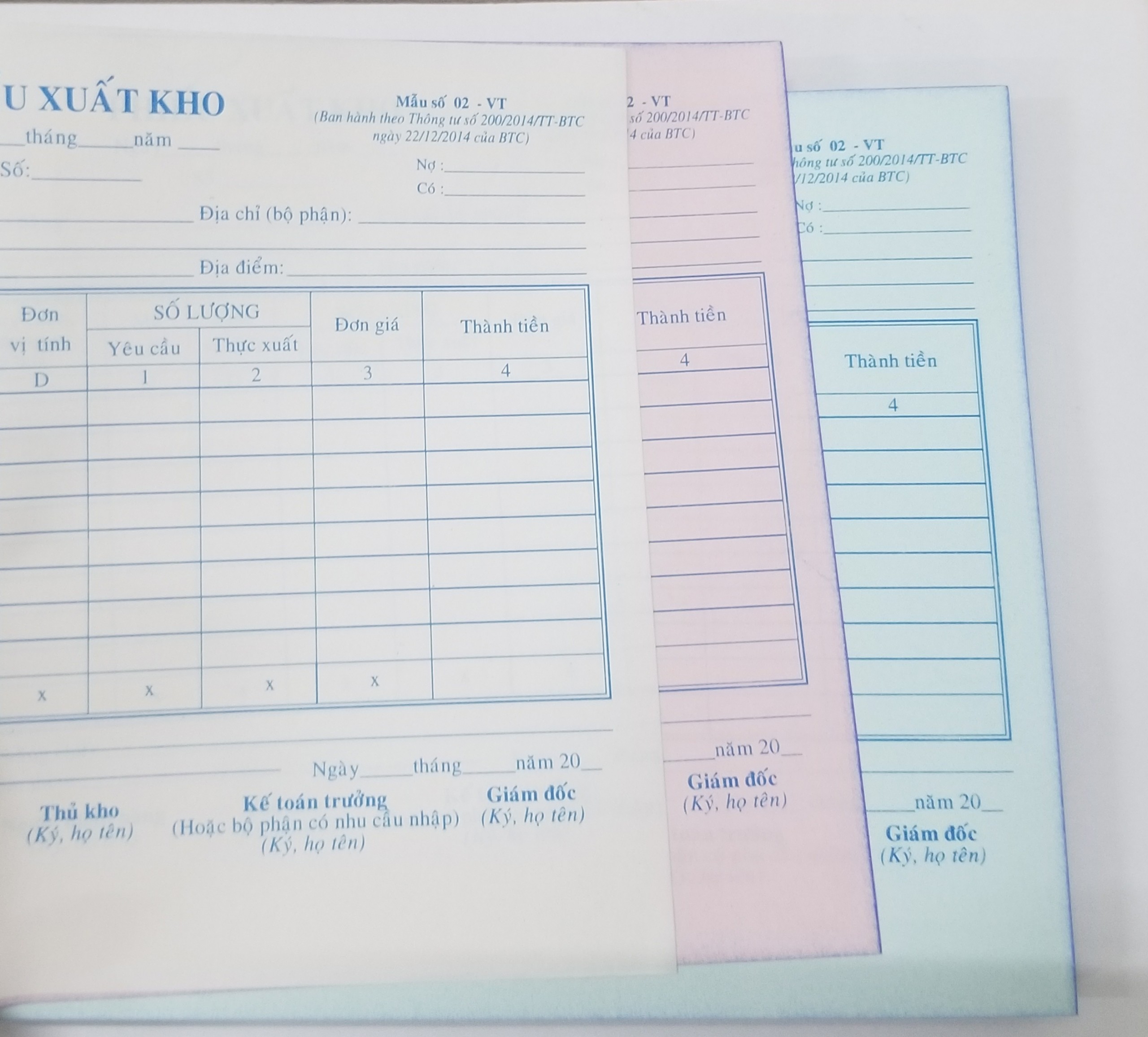 Phiếu xuất kho 3 liên (16*20 50 bộ) – ảnh mô tả 3