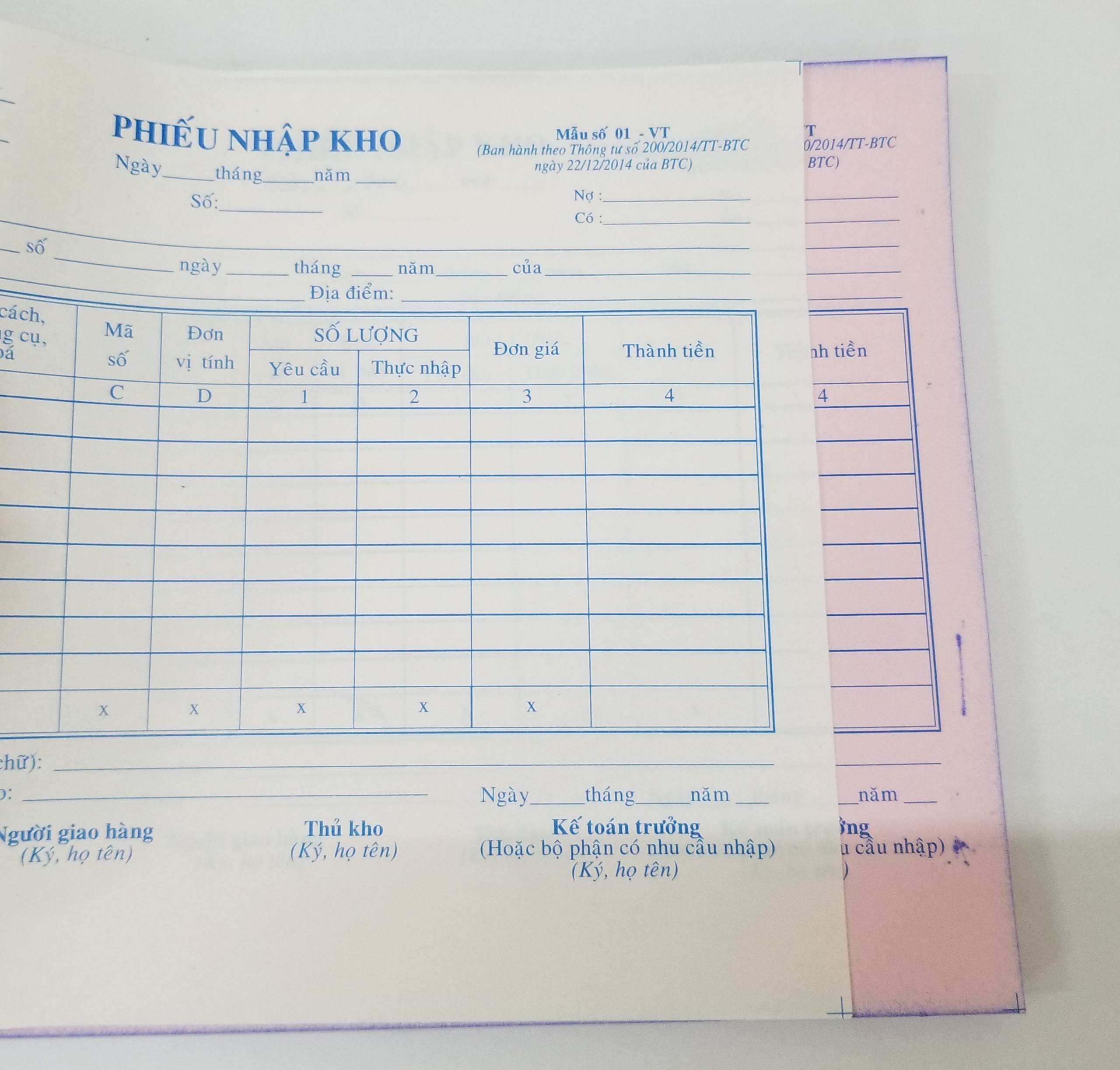 Phiếu nhập kho 2 liên (16*20 50 bộ) – ảnh mô tả 3