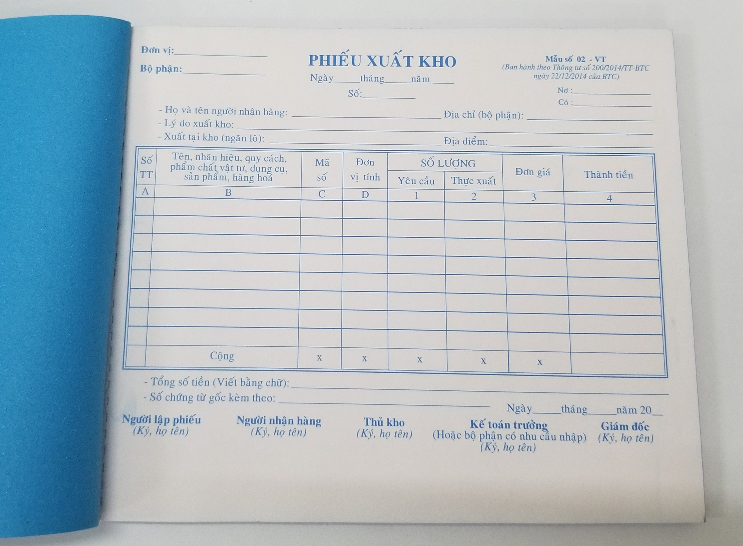 Phiếu xuất kho 2 liên (16*20 50 bộ) – ảnh mô tả 2