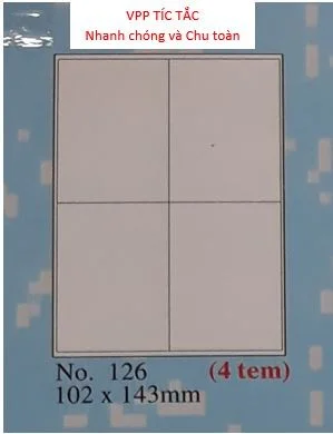 Nhãn TOMY (số 126 A4 - xấp/20 tờ)