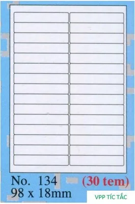 Nhãn TOMY (số 134 A4 - xấp/20 tờ)