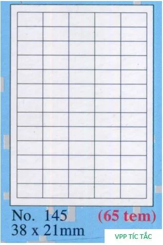 Nhãn TOMY (số 145 A4 - xấp/20 tờ)