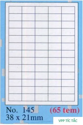 Nhãn TOMY (số 145 A4 - xấp/20 tờ)