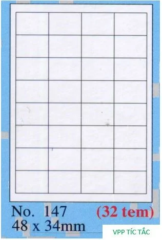 Nhãn TOMY (số 147 A4 - xấp/20 tờ)