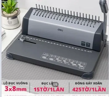 Máy đóng gáy xoắn lò xo Deli 3872 (21 lỗ chữ nhật)