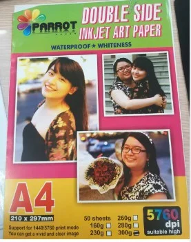 Giấy in dạng tờ A4 (in ảnh A4-2 mặt mờ 300)