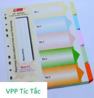 Bìa phân trang giấy Pgrand 5 màu (không sổ)