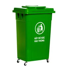 Thùng rác nhựa ngoài trời 90L (nắp kín - có bánh xe)