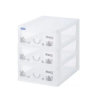 Tủ nhựa A4 nắp bằng DT 3 ngăn 343/3